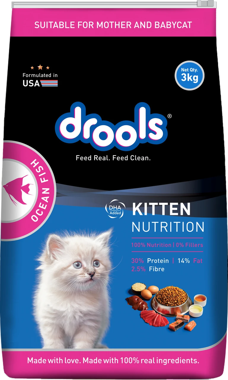 Drools 3kg Kitten Ocean Fish + Free Biscuit